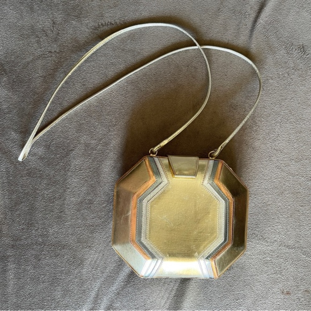 Vintage Studio R Italian Metallic Gold Octagon Crossbody Bag